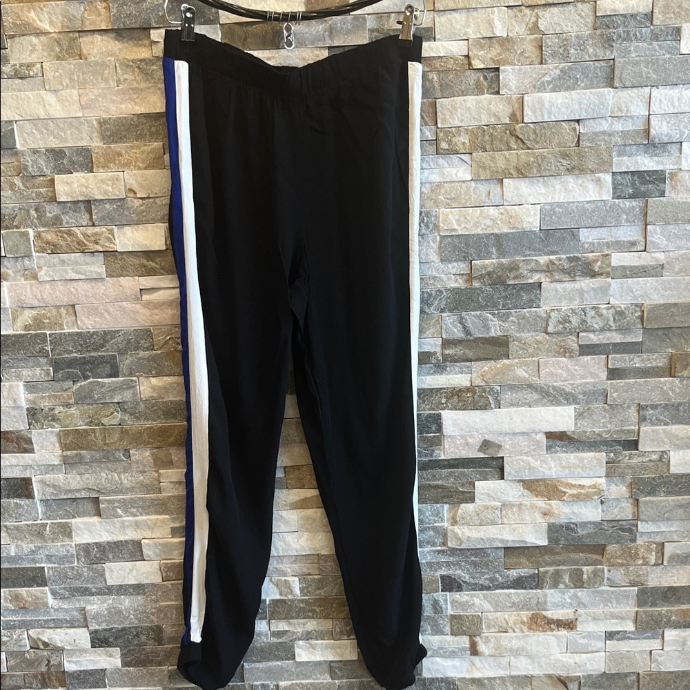 Have Black Wide Leg Jeans with White & Blue Side Stripes